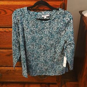 Chico's Cotton Span Market Dot 3Qtr Slv Tee